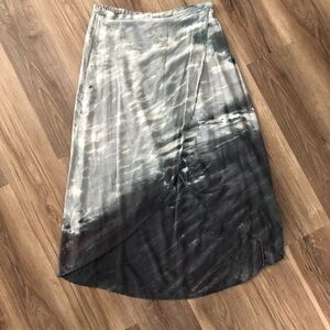 Cythia Rowley gray ombré tie dye maxi skirt 100% silk size large